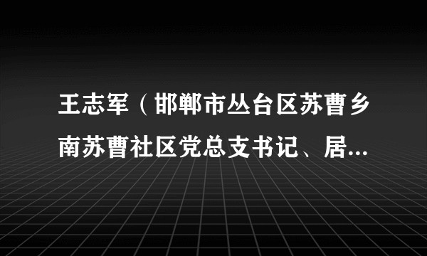 王志军（邯郸市丛台区苏曹乡南苏曹社区党总支书记、居委会主任）