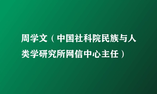 周学文（中国社科院民族与人类学研究所网信中心主任）