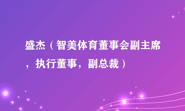 盛杰（智美体育董事会副主席，执行董事，副总裁）
