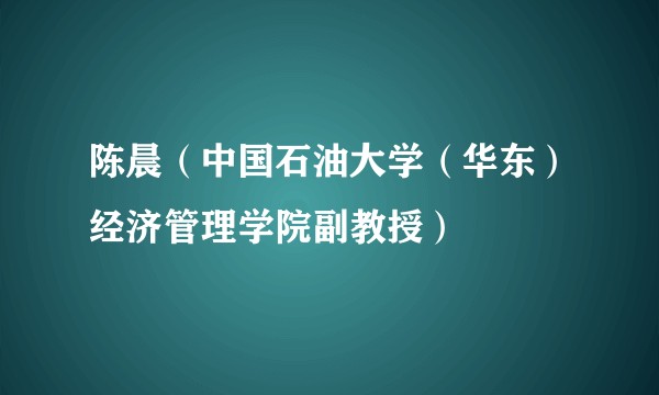 陈晨（中国石油大学（华东）经济管理学院副教授）