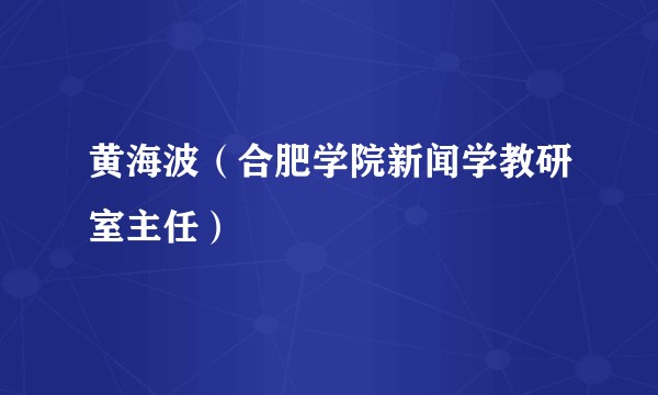 黄海波(合肥学院新闻学教研室主任)