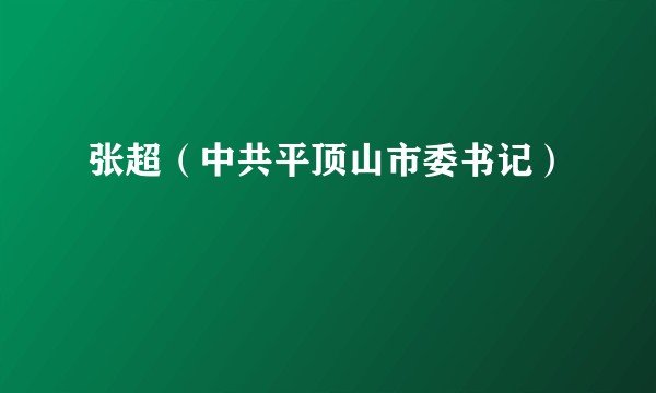 张超（中共平顶山市委书记）