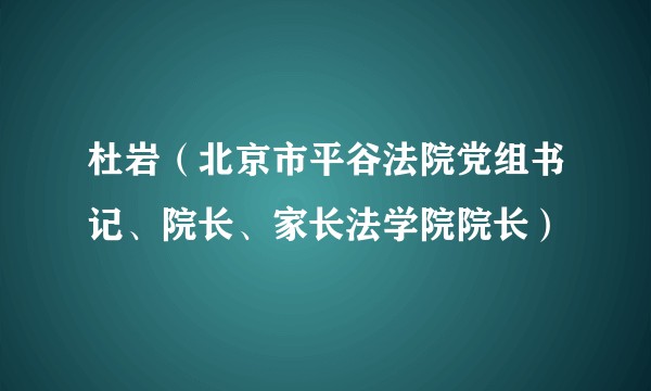 杜岩（北京市平谷法院党组书记、院长、家长法学院院长）