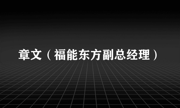 章文（福能东方副总经理）