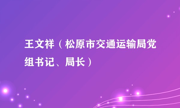 王文祥（松原市交通运输局党组书记、局长）