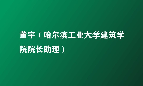董宇（哈尔滨工业大学建筑学院院长助理）