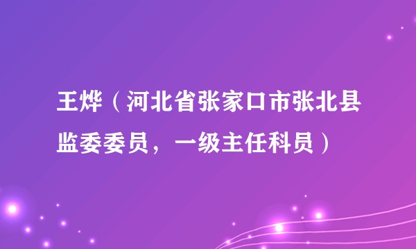 王烨(河北省张家口市张北县监委委员,一级主任科员)