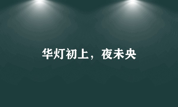 华灯初上，夜未央