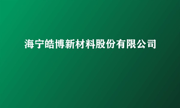 海宁皓博新材料股份有限公司