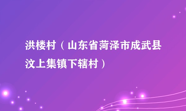 洪楼村（山东省菏泽市成武县汶上集镇下辖村）