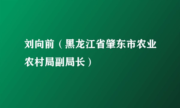 刘向前（黑龙江省肇东市农业农村局副局长）