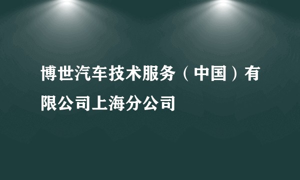 博世汽车技术服务（中国）有限公司上海分公司
