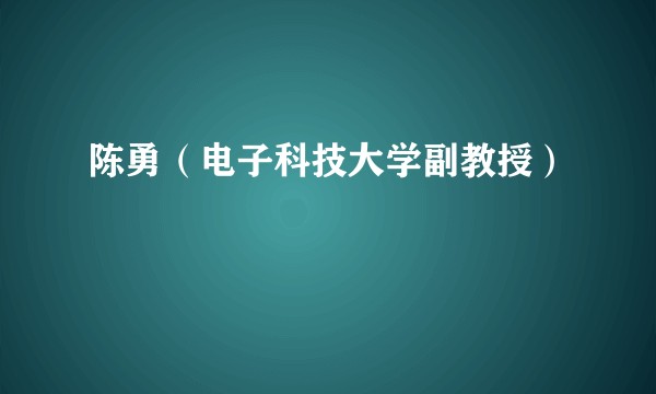 陈勇（电子科技大学副教授）