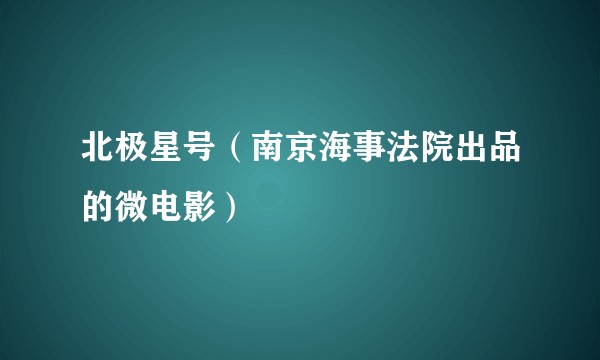 北极星号（南京海事法院出品的微电影）
