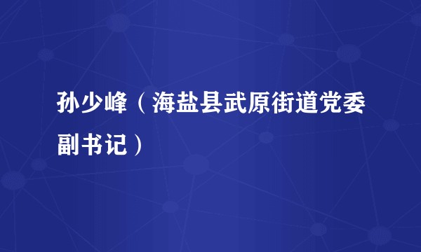 孙少峰（海盐县武原街道党委副书记）
