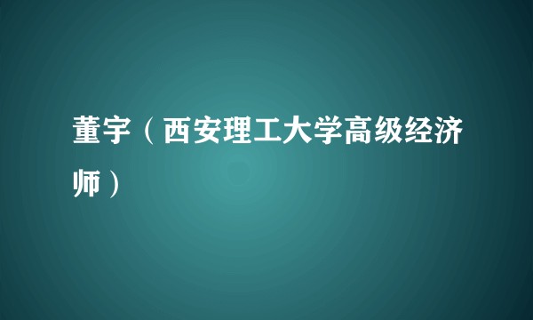 董宇（西安理工大学高级经济师）