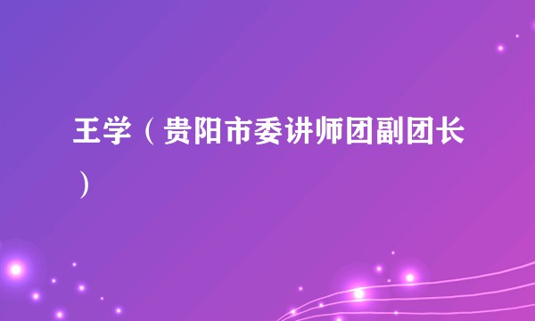 王学（贵阳市委讲师团副团长）