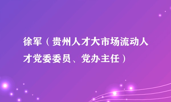 徐军（贵州人才大市场流动人才党委委员、党办主任）