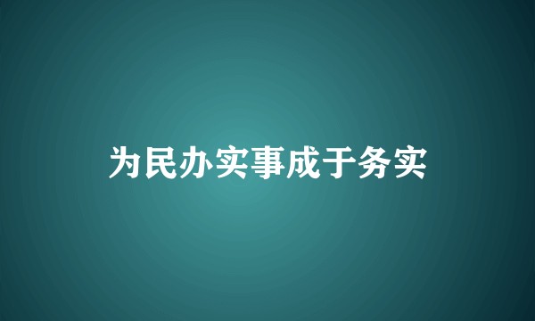 为民办实事成于务实