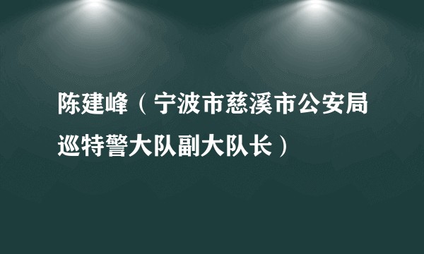 陈建峰（宁波市慈溪市公安局巡特警大队副大队长）