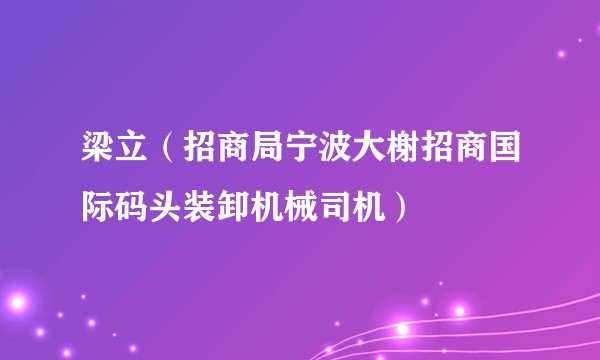 梁立（招商局宁波大榭招商国际码头装卸机械司机）