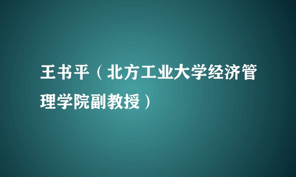 王书平（北方工业大学经济管理学院副教授）