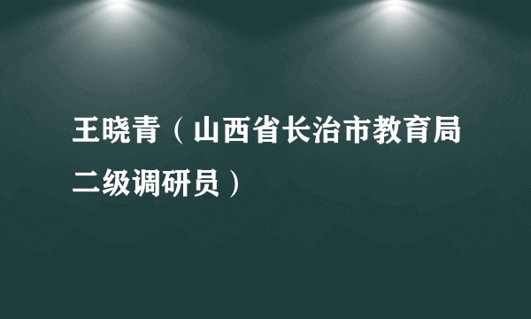 王晓青（山西省长治市教育局二级调研员）