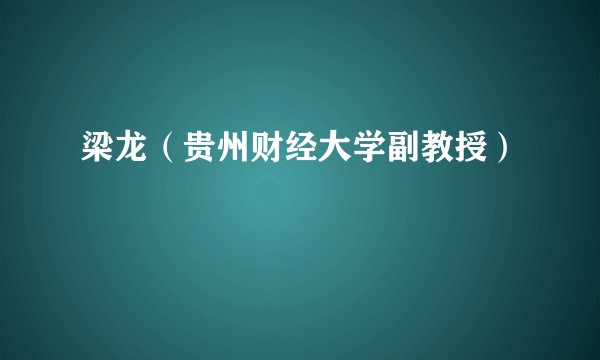 梁龙（贵州财经大学副教授）