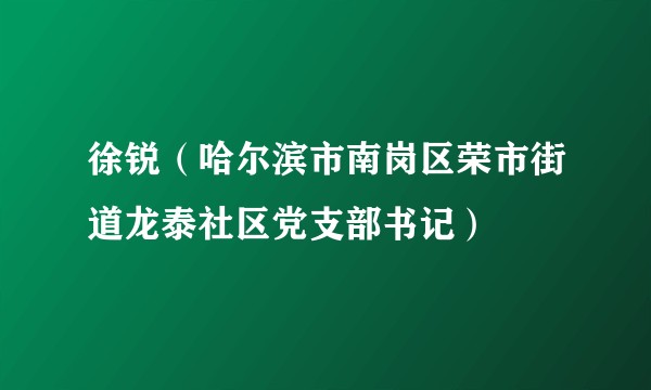 徐锐（哈尔滨市南岗区荣市街道龙泰社区党支部书记）