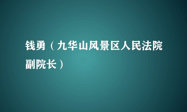 钱勇（九华山风景区人民法院副院长）