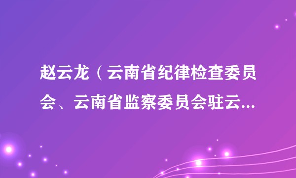 赵云龙(云南省纪律检查委员会、云南省监察委员会驻云南省民政厅纪检监察组组长)