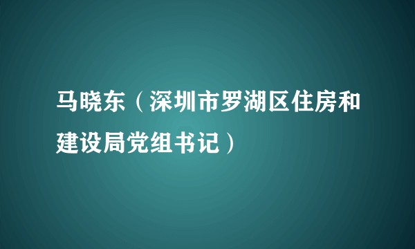 马晓东（深圳市罗湖区住房和建设局党组书记）