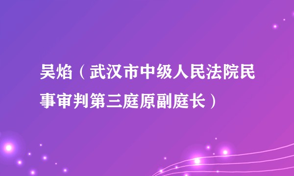吴焰（武汉市中级人民法院民事审判第三庭原副庭长）
