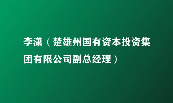 李潇（楚雄州国有资本投资集团有限公司副总经理）