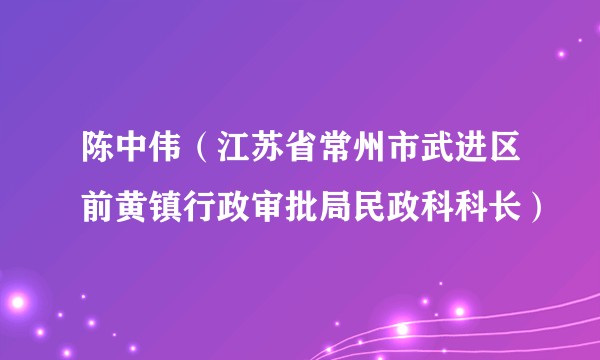 陈中伟（江苏省常州市武进区前黄镇行政审批局民政科科长）