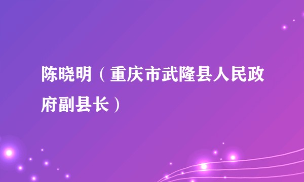 陈晓明（重庆市武隆县人民政府副县长）