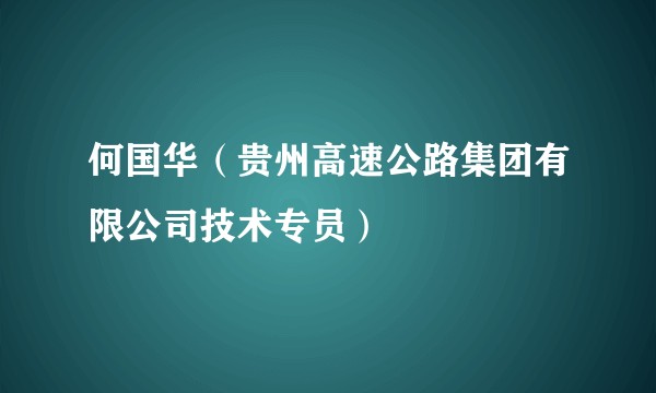 何国华（贵州高速公路集团有限公司技术专员）