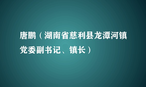 唐鹏（湖南省慈利县龙潭河镇党委副书记、镇长）