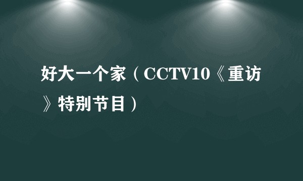 好大一个家（CCTV10《重访》特别节目）
