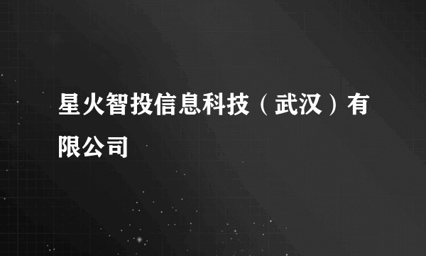 星火智投信息科技(武汉)有限公司