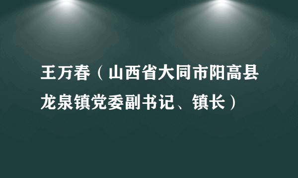 王万春（山西省大同市阳高县龙泉镇党委副书记、镇长）