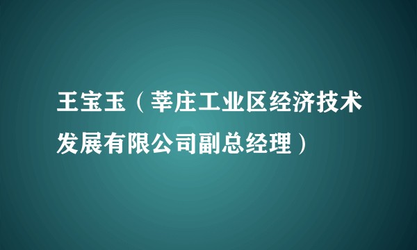 王宝玉（莘庄工业区经济技术发展有限公司副总经理）