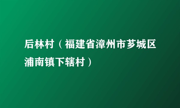 后林村(福建省漳州市芗城区浦南镇下辖村)