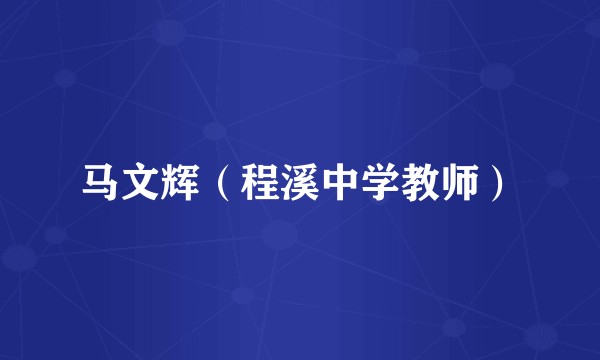 马文辉（程溪中学教师）