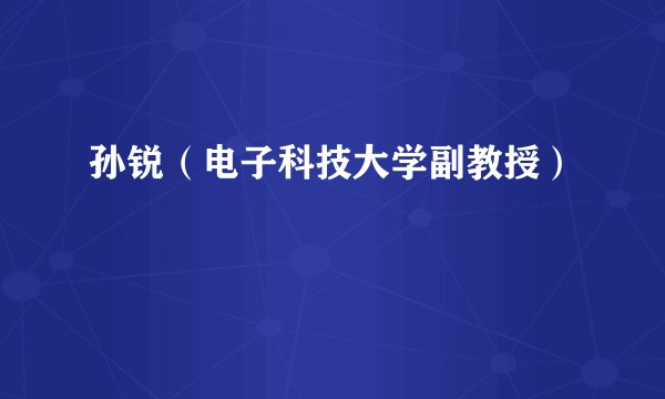 孙锐（电子科技大学副教授）