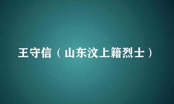 王守信（山东汶上籍烈士）