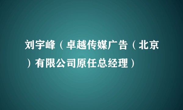 刘宇峰（卓越传媒广告（北京）有限公司原任总经理）