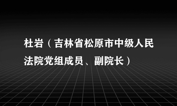 杜岩(吉林省松原市中级人民法院党组成员、副院长)