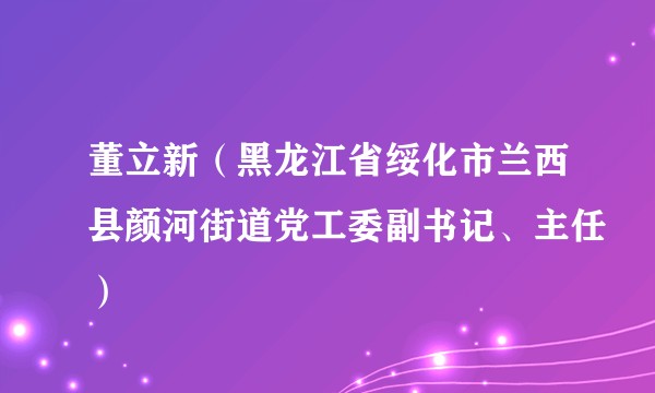 董立新（黑龙江省绥化市兰西县颜河街道党工委副书记、主任）