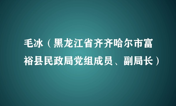 毛冰（黑龙江省齐齐哈尔市富裕县民政局党组成员、副局长）